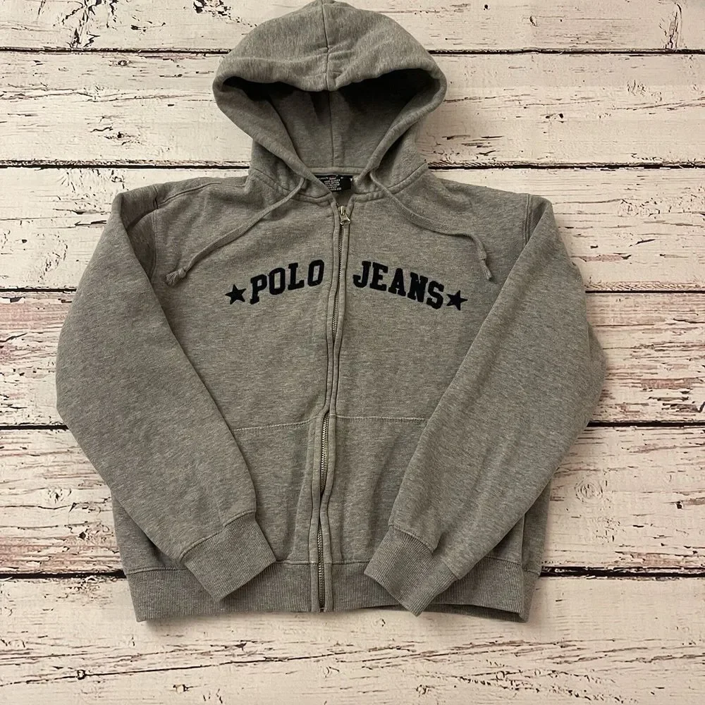 Polo Jeans Co/Ralph Lauren Boys Medium Long Sleeve Hoodie Zip‎ Up Gray